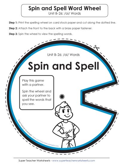 Flashcards, Word Wheel, and Slider - Spin and Spell (B-26) (Printable PDF Worksheet)