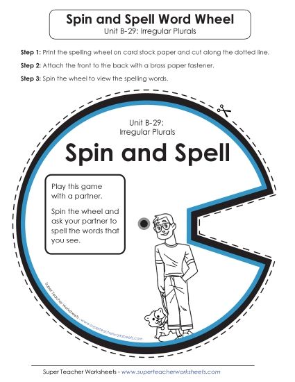 Flashcards, Word Wheel, and Slider - Spin-and-Spell (B-29) (Printable PDF Worksheet)