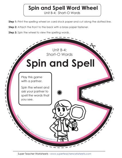 Flashcards, Word Wheel, and Slider - Spin and Spell (B-4) (Printable PDF Worksheet)