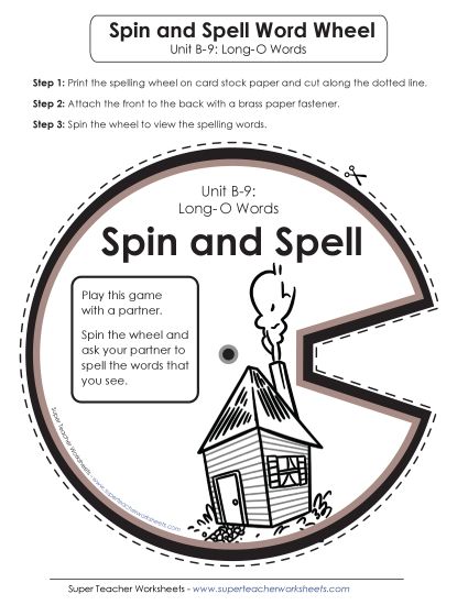 Flashcards, Word Wheel, and Slider - Spin and Spell (B-9) (Printable PDF Worksheet)