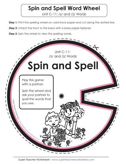 Flashcards and Word Wheel - Spin and Spell (C-11) (Printable PDF Worksheet)