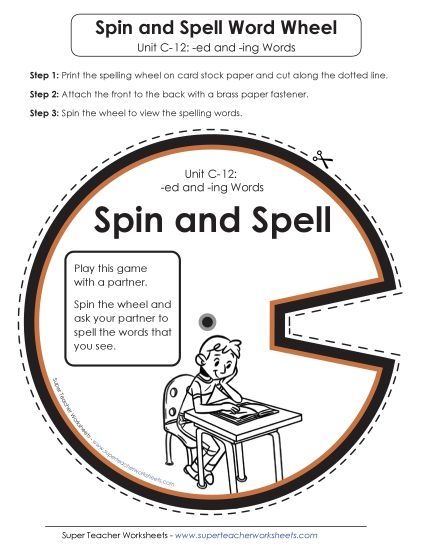 Flashcards and Word Wheel - Spin and Spell (C-12) (Printable PDF Worksheet)