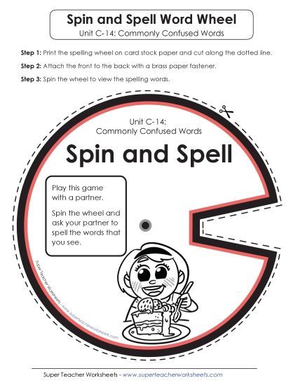 Flashcards and Word Wheel - Spin and Spell (C-14)  (Printable PDF Worksheet)