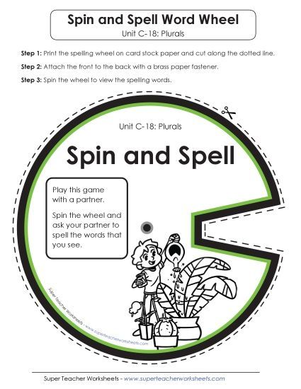 Flashcards and Word Wheel - Spin and Spell (C-18)  (Printable PDF Worksheet)