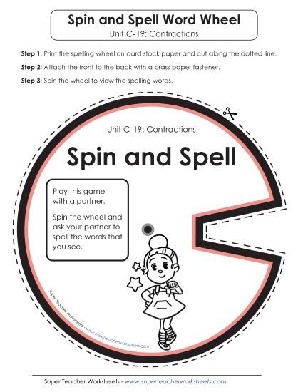 Flashcards and Word Wheel - Spin and Spell (C-19)  (Printable PDF Worksheet)
