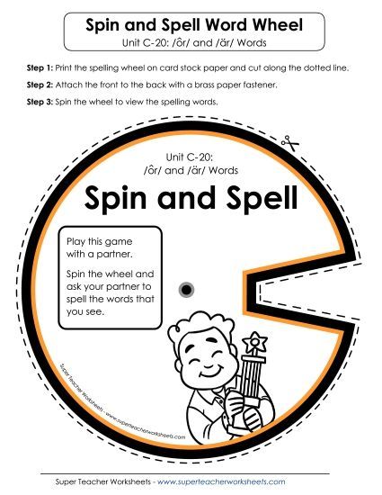 Flashcards - Spin-and-Spell (C-20) (Printable PDF Worksheet)