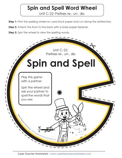 Flashcards and Word Wheel - Spin-and-Spell (C-22) (Printable PDF Worksheet)