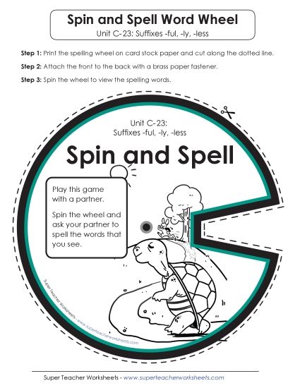 Flashcards and Word Wheel - Spin-and-Spell (C-23) (Printable PDF Worksheet)