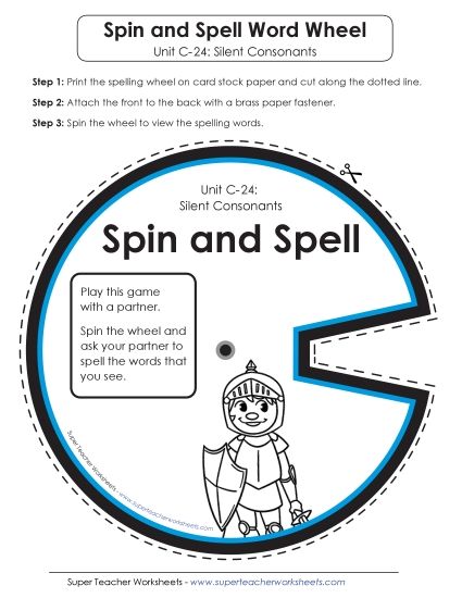 Flashcards and Word Wheel - Spin and Spell (C-24) (Printable PDF Worksheet)