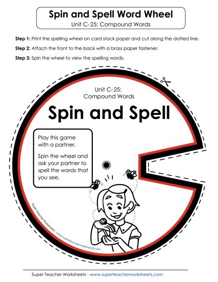 Flashcards and Word Wheel - Spin-and-Spell (C-25) (Printable PDF Worksheet)