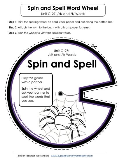 Flashcards and Word Wheel - Spin-and-Spell (C-27) (Printable PDF Worksheet)