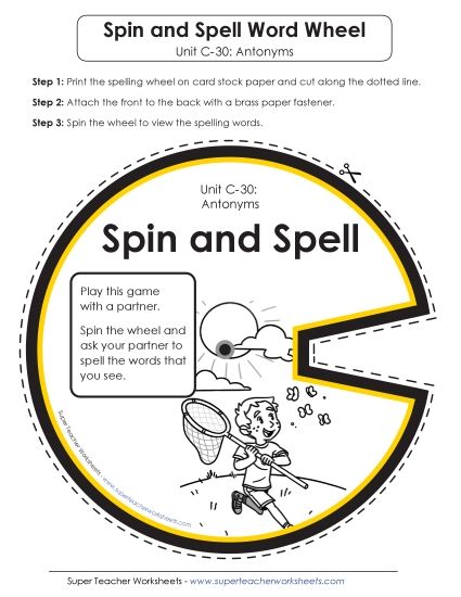Flashcards and Word Wheel - Spin-and-Spell (C-30) (Printable PDF Worksheet)