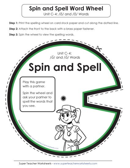 Flashcards and Word Wheel - Spin and Spell (C-4) (Printable PDF Worksheet)
