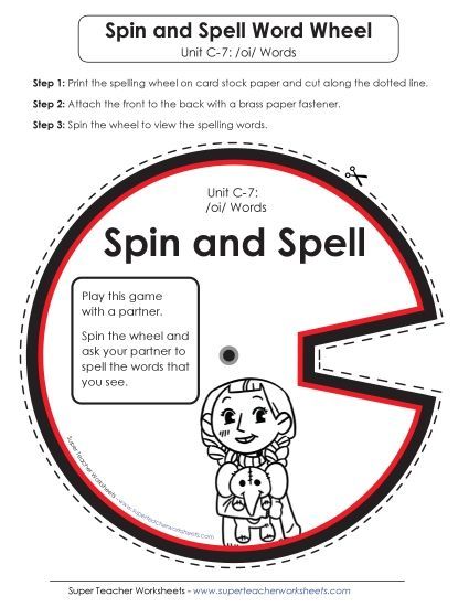 Flashcards and Word Wheel - Spin and Spell (C-7)  (Printable PDF Worksheet)