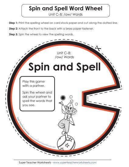 Flashcards and Word Wheel - Spin and Spell (C-8)  (Printable PDF Worksheet)