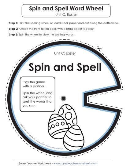 Flashcards and Word Wheel - Spin-and-Spell (C-Easter)  (Printable PDF Worksheet)