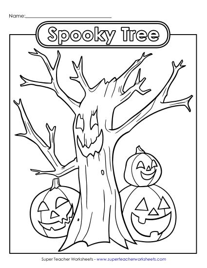 Basic Pictures (For Younger Kids) - Spooky Tree (Printable PDF Worksheet)