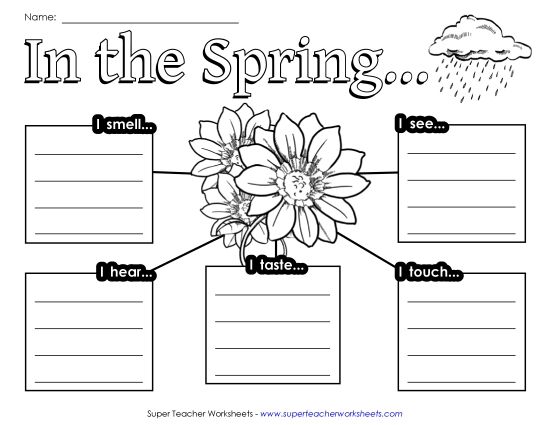 Holiday & Season Graphic Organizers - Spring Senses (Printable PDF Worksheet)