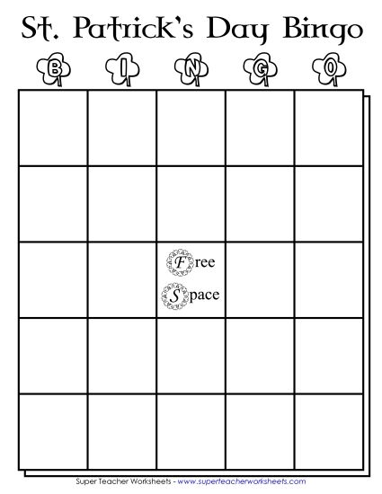 Puzzles & Games - St. Patrick's Day Bingo Game (Printable PDF Worksheet)