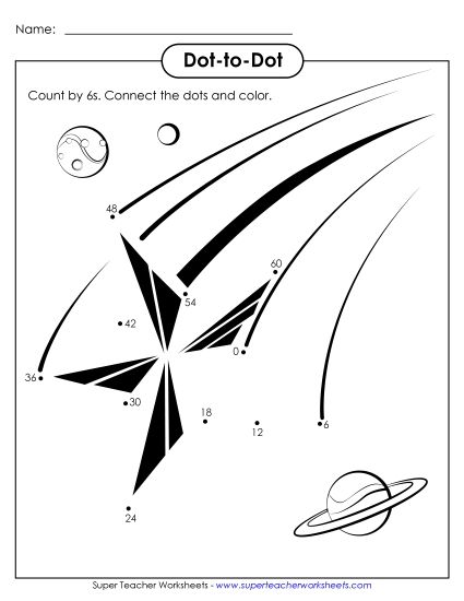 Skip Count by 6s - Star Dot-to-Dot (Printable PDF Worksheet)