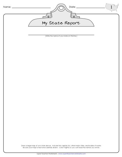Research Report - State Report Project (Printable PDF Worksheet)