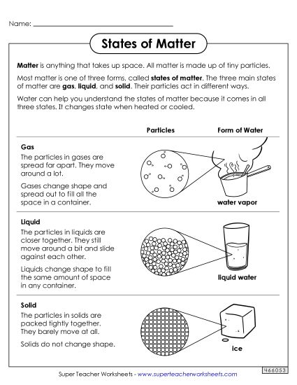 States of Matter Anchor Chart (Printable PDF Worksheet)