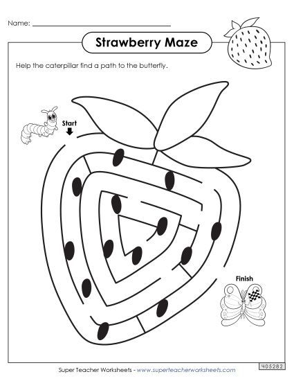 Worksheets - Strawberry Maze (Printable PDF Worksheet)