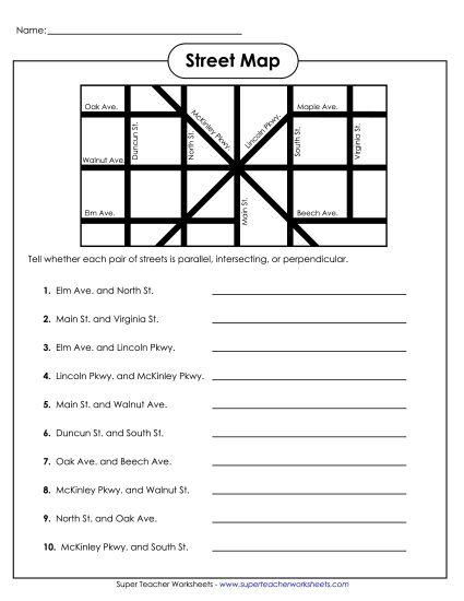 Street Map (Printable PDF Worksheet)