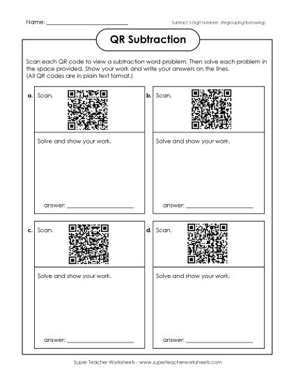 Subtraction - Subtraction (2-Digit Numbers) (Printable PDF Worksheet)