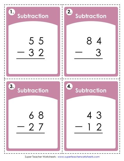Operations with Whole Numbers - Subtraction (No Regrouping) (Printable PDF Worksheet)