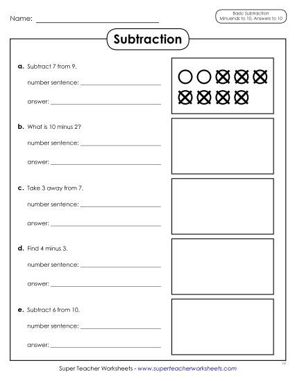 Concept Worksheets - Subtraction with Counters (Printable PDF Worksheet)