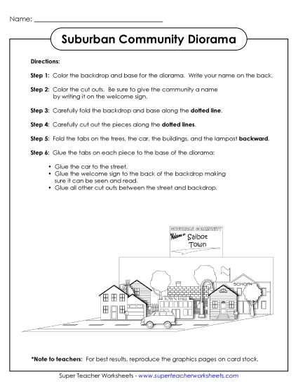 Communities - Suburb Diorama (Printable PDF Worksheet)
