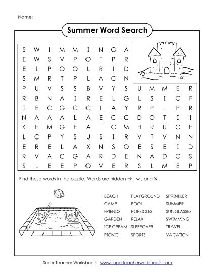 Intermediate (Grades 3-6) - Summer (Intermediate) (Printable PDF Worksheet)