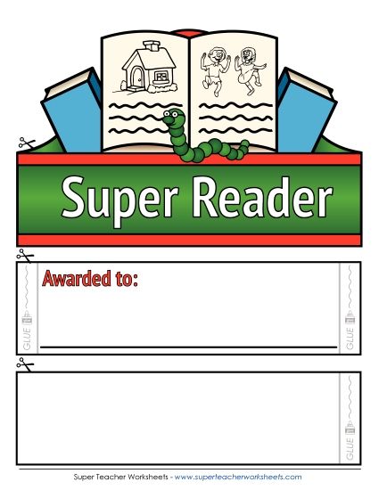 Award Crowns/Hats - Super Reader (Color) (Printable PDF Worksheet)