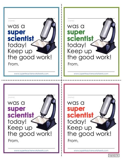 Notes to Students - Super Scientist Note (Printable PDF Worksheet)