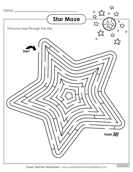 Hard - Super Star Maze - Harder (Printable PDF Worksheet)