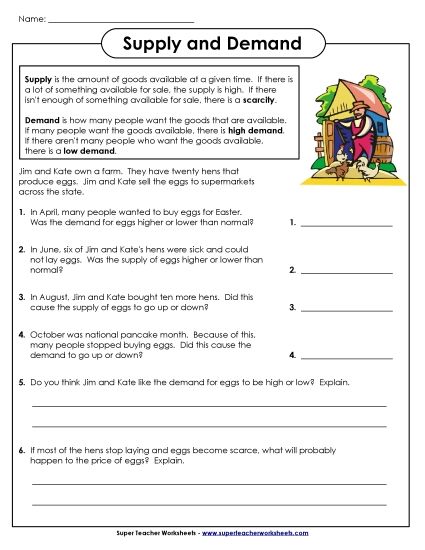Supply and Demand (Printable PDF Worksheet)
