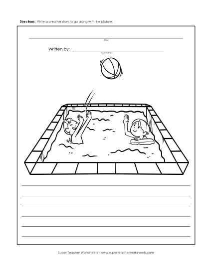 Writing - Swimming Pool Kids Activity (Printable PDF Worksheet)