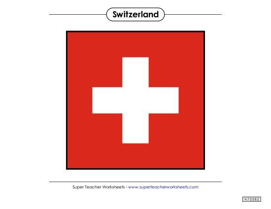 Flag - Switzerland Flag (Full Color) (Printable PDF Worksheet)