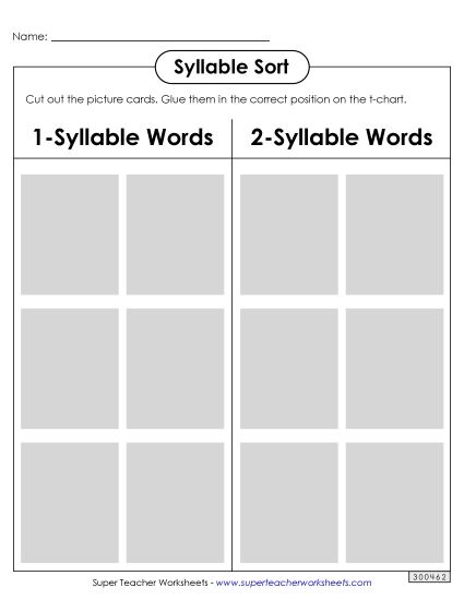 Phonics Worksheets - Syllable Sort: Halloween (Printable PDF Worksheet)