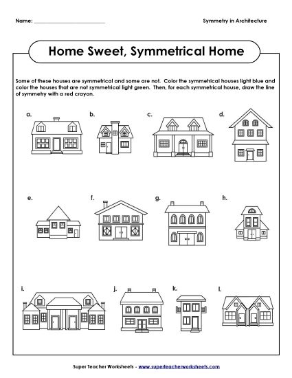 Symmetry Houses (Printable PDF Worksheet)