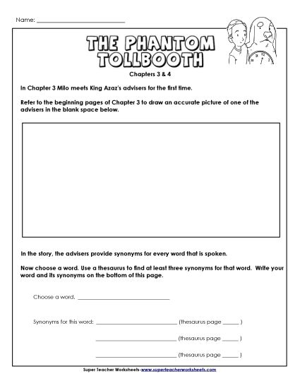 Chapters 3 & 4 - Synonyms (Printable PDF Worksheet)