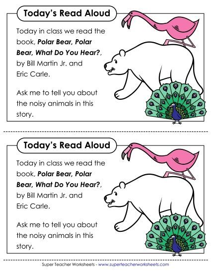 Parent Note - Take Home Note: Polar Bear, Polar Bear (Printable PDF Worksheet)