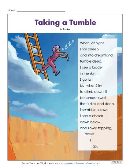 Poems - Taking a Tumble (Printable PDF Worksheet)