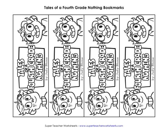 Whole Book - Tales of a Fourth Grade Nothing Bookmarks (Printable PDF Worksheet)