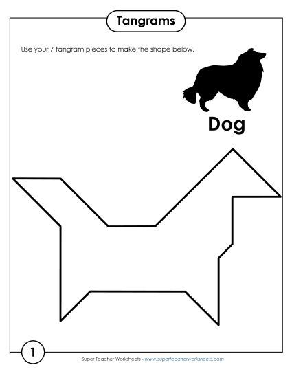 Tangram Puzzles - Tangram Puzzles  #1-5 (Printable PDF Worksheet)