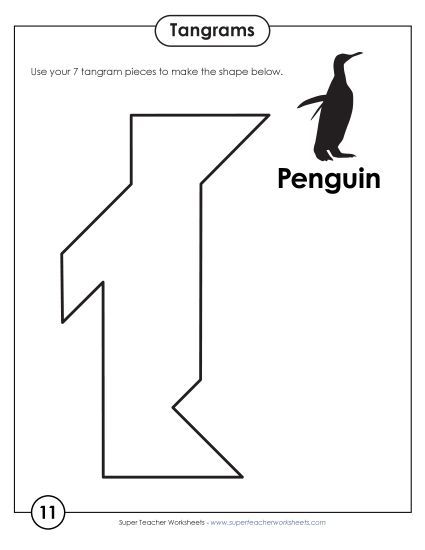 Tangram Puzzles - Tangram Puzzles #11-15 (Printable PDF Worksheet)