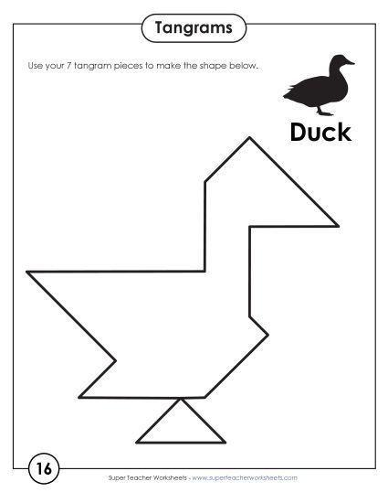 Tangram Puzzles - Tangram Puzzles #16-20 (Printable PDF Worksheet)