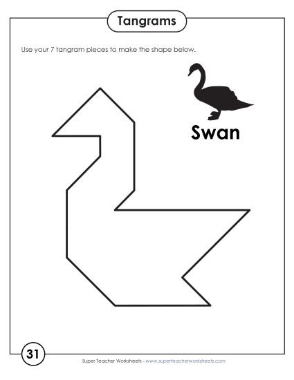 Tangram Puzzles - Tangram Puzzles #31-35 (Printable PDF Worksheet)