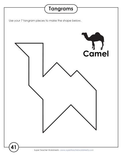 Tangram Puzzles #41-45 (Printable PDF Worksheet)
